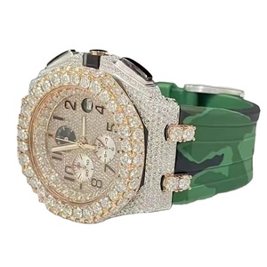 Luxurious Natural Diamond Moissanite Iced Chronograph Sapphire Glass Stainless Steel Business Use Antique Hip Hop ETA Movement - Product Image 1