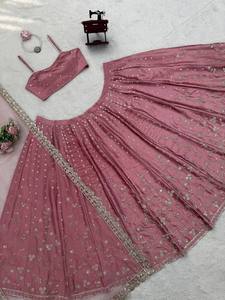 Antra Lifestyle Designer Traditional Indian <b>Red</b> <b>Lehenga</b> Choli Unstitched Latest Bridal Wedding Party Organza Slim Fit Summer - Product Image 4