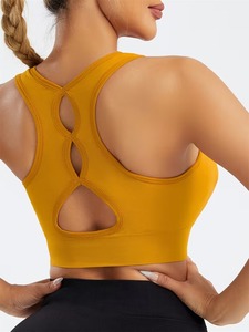 Women's <b>Longline</b> Fitness Tank Top with Removable Cups | Seamless Knit Racerback Sport <b>Bra</b> | Ladies Compression Activewear - Product Image 2