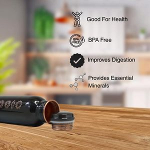 Botella de Agua de Cobre Chakra Negra, 7 Chakras, Ayurvédica, de Cobre Puro, a Prueba de Fugas, Impermeable, para Uso en el Automóvil y al Aire Libre, Regreso a Clases - Product Image 4