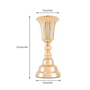 Gold Plated Metal Flower <b>Pot</b> <b>Square</b> Pattern Eco-Friendly Glazed Finish for Artificial Flowers Desktop Decor Classic Style 4PCS - Product Image 3