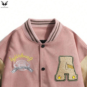 Chaqueta de béisbol bordada con letras para hombre, venta al por mayor, ajuste holgado, estilo aviador, para otoño e invierno, chaquetas universitarias de béisbol. - Product Image 3