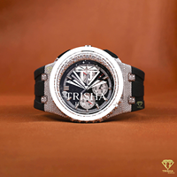 Exklusive, vollständig mit Moissanit-Diamanten besetzte Uhr mit funktionalem Chronographen-Zifferblatt und Roségold-Finish