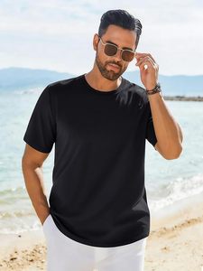 Camiseta de Manga Corta para Hombre, Cuello Redondo, Color Negro, Corte Regular, Estilo Casual, Tejido de Algodón Transpirable - Product Image 3
