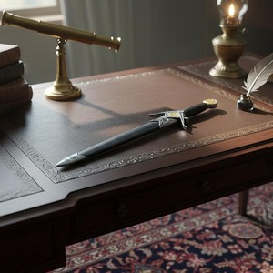 Épée courte maçonnique avec outils de travail et équerre et compas de franc-maçon - [Noir et Argent] - Product Image 3