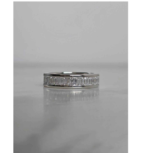 14K White Gold Emerald Cut Moissanite Eternity Wedding Band VVS1 D Color Full Eternity Anniversary <b>Ring</b> for <b>Men</b> Women - Product Image 2