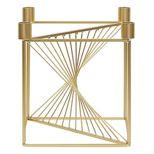 KRAFT WORLD, support de bougie décoratif de luxe moderne en métal doré fait à la main, design géométrique carré à 4 lumières, centre de table pour la maison - Product Image 2