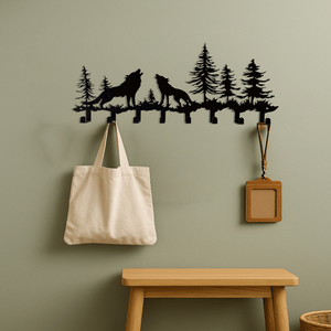 Wolf Key Holder <b>Wall</b> Mount Rustic 8 <b>Hook</b> Coat <b>Rack</b> for Keys Hats Scarves-Entryway Organizer for Hallway Bedroom Bath - Product Image 5