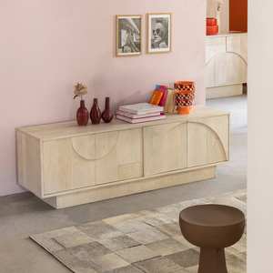 Meuble TV en bois de manguier blanchi Vandana Cresta Sierra - Product Image 1