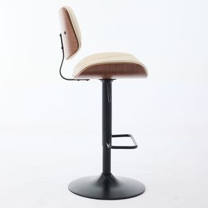 Sgabelli da Bar in Legno di Noce Curvato, Stile Moderno Mid-Century, Altezza Regolabile, Rivestimento in Pelle Nera, Girevoli a 360 Gradi - Product Image 5