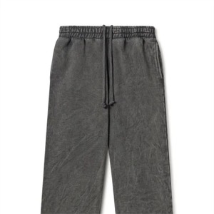 Pantalones de chándal oversize para hombre, diseño personalizado, color gris oscuro, lavado ácido, doble cintura, acampanados, para invierno 2026 - Product Image 3