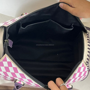 Stylish Large Checkered Speedy Bag Women's Hand Tooled Leather Travel Handbag Fashion Duffel Bag Designer Everyday Carry Purse - Product Image 6
