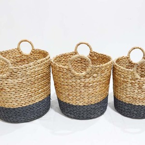 Cesta de Almacenamiento Redonda de Jacinto de Agua Tejida a Mano con Asas para Lavandería, Baño, Cocina y Sala de Estar - Product Image 2