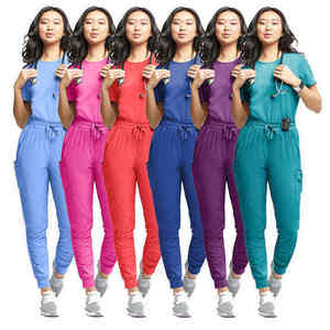 Wholesale Medical Uniforms Jogger <b>Scrub</b> Set Women Custom Logo Hospital <b>Scrubs</b> Slim Fit Nursing Stretch Dental Clinic Wear Suit - Product Image 1