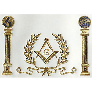 High Quality Embroidered Masonic Regalia Apron with Safety <b>Pin</b>-Master Mason French Rite Sky Blue Moire Fabric Three Rosettes - Product Image 5