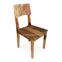 Chaise de salle à manger rustique artisanale DIVADI DC Krisma, dossier en bois de bateau recyclé de haute qualité, écologique, durable, pour l'intérieur