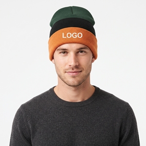Bonnet d'hiver unisexe personnalisé à rayures, bonnet épais en tricot avec revers, doux et chaud, à blocs de couleur, pour l'extérieur - Product Image 5
