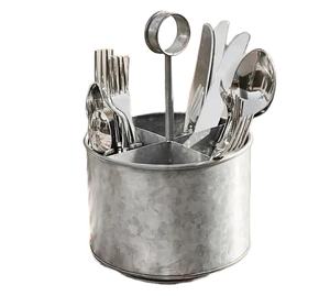Wholesale Two-Compartment Galvanized Metal <b>Utensils</b> Caddy Storage <b>Rack</b> for Kitchen <b>Utensils</b> Exporter - Product Image 3