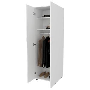 Armadio Bianco a 2 Ante con Asta Appendiabiti per Organizzazione Guardaroba - Product Image 5