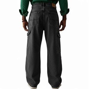 Pantalones Vaqueros Anchos Personalizados con Logotipo, Estilo Y2K, Hip Hop, Streetwear, Transpirables, Tejidos, para Hombre - Product Image 3