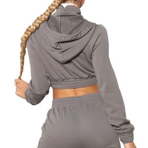 OEM ropa deportiva personalizada mujeres Sexy Crop Top sudaderas con capucha de alta calidad 100% algodón orgánico francés Terry Sudadera con capucha en blanco para mujeres 2026 - Product Image 3