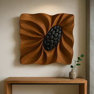 Escultura de Madera Artesanal para Decoración de Pared de Sala de Estar, Arte de Pared de Madera Orgánica con Fluidez Escultural - Product Image 5