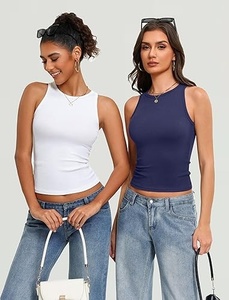 women slim fit casual tank top Womens quick dry gym tank top sleeveless <b>athletic</b> training wear - Product Image 2