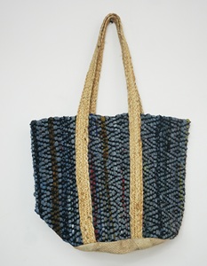 Sac fourre-tout en jute tressé pour femme, motif géométrique, style bohème, ouvert, pour l'été, la plage, le shopping, sac à main écologique - Product Image 5