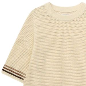 T-shirt en maille crochetée pour homme, manches courtes, en coton texturé, haut respirant décontracté pour l'été, style streetwear, vente en gros, fournisseur d'usine OEM - Product Image 3