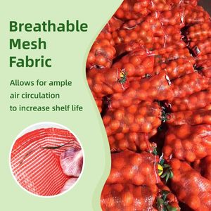 ถุงตาข่ายสำหรับผัก ถุงตาข่ายใส่หัวหอม ถุงตาข่ายใส่ผลไม้ ถุงตาข่ายเก็บของแบบใช้ซ้ำได้ ซักล้างได้ พร้อมเชือกรูด - Product Image 3