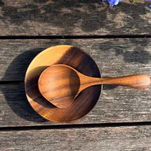 Cuillère de service en bois naturel pour salade, ustensile de cuisine fait main en bois massif, manche long, finition lisse et durable, compatible lave-vaisselle - Product Image 2