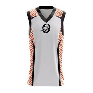 Maillot de basket-ball personnalisé blanc, orange et noir, sans manches, à séchage rapide, uniforme sportif d'équipe, vêtements de sport respirants, fournisseur OEM ODM - Product Image 1