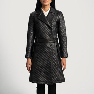 Abrigo de cuero de lujo para mujer con acabado suave y diseño moderno para colecciones de temporada. - Product Image 1