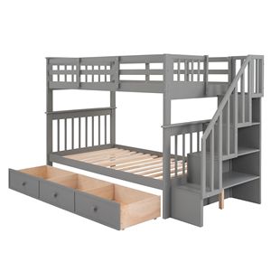 Letto a castello grigio a due piazze con tre cassetti per cameretta bambini o dormitorio (vecchio SKU LP000309AAE) - Product Image 6