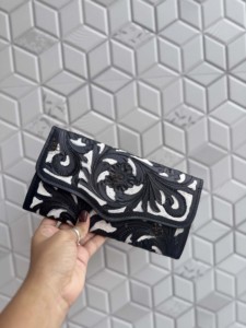 Luxury Designer Hand <b>Tooled</b> Carving <b>Leather</b> Clutch Phone Case Snap Stylish Black Winter Hot Sale Wallet Western Multi Uses - Product Image 1