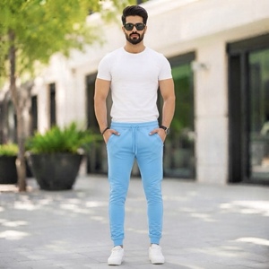 <b>Leather</b> Spot High Quality Professional <b>Men's</b> Lightweight Dark Wash Casual Outdoor <b>Trousers</b> Breathable Windproof Pleated Front - Product Image 1