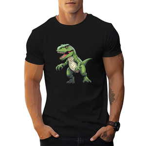 T-shirt vert pour homme avec imprimé dinosaure de dessin animé, col rond, manches courtes, jersey décontracté, coupe classique, logo sur le devant - Product Image 6