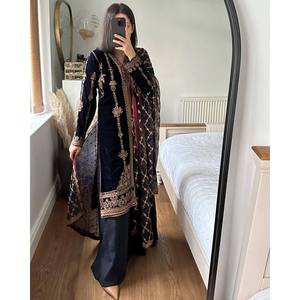 Designer <b>Indian</b> & Pakistani Clothing Party Wear <b>Top</b> Bottom and Dupatta Set - Product Image 3