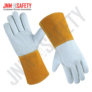 Cowhide Grain & Split Leather TIG Welding <b>Gloves</b> <b>Long</b>-Lasting Heavy Duty for Industrial Work Flame Retardant BBQ Construction - Product Image 2