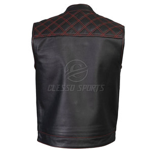 Gilet en cuir sur mesure pour homme, col montant, pour usage extérieur, vente en gros - Product Image 2