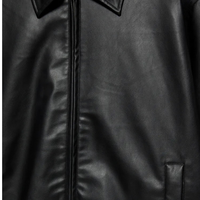 Blouson Bomber Homme Noir en Cuir Véritable Style Streetwear Col Chemise Double Fermeture Éclair Devant Poignets et Ourlet Élastiques Coupe Décontractée Vêtement d'extérieur Premium