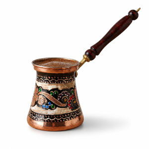 Handcrafted Pure Copper Turkish Coffee Pot Cezve Ibrik Wooden Handle <b>Arabic</b> Greek Coffee Maker Hammered Decorative <b>Tea</b> Pot 240ml - Product Image 1