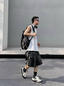 Shorts en jean ciré rétro pour hommes G-star Raw, style streetwear de haute qualité, avec cordon de serrage et poches cargo – Ventes flash - Product Image 5