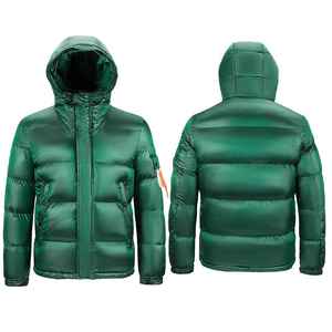 Veste matelassée en nylon de qualité supérieure, personnalisée, pour homme, avec capuche amovible, effet brillant, pour l'hiver. - Product Image 2