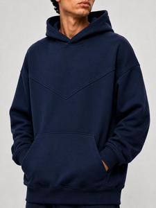 Sweat à capuche unisexe personnalisé surdimensionné en Spandex/Coton bleu, imprimé sur le devant, en molleton épais, avec poche, style streetwear, séchage rapide - Product Image 4