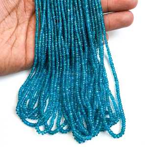 Perles facettées rondes en apatite bleu néon naturel, perles en apatite néon pour la création de bijoux, brin de 16 pouces, 3-4 mm, perles de pierres précieuses - Product Image 6
