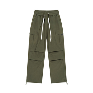 ANSZKTN Pantalones Largos Casuales de Paracaidista con Cordón Ajustable de Seda Helada para Hombre, Estilo Retro Americano, Novedad de Primavera - Product Image 1