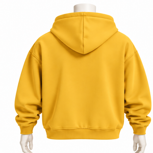 Mustard Mens <b>Full</b> <b>Zip</b> Hoodie Heavyweight Fleece Chenille Letter Patch Oversized Casual Streetwear <b>Sweatshirt</b> with Kangaroo - Product Image 2