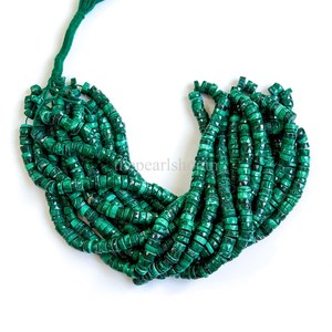 ลูกปัดมาลาไคต์ธรรมชาติทรงเหลี่ยมขนาด 5-6 มม. สีเขียว ลูกปัดพลอยมาลาไคต์แท้สำหรับทำเครื่องประดับ ความยาว 16 นิ้ว - Product Image 1