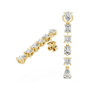 Pendientes de Diamantes Cultivados en Laboratorio con Corte Princesa/Pera/Ovalado en Oro Rosa de 14K |   Anillo de Boda |   Diamante Cultivado Nuevo - Product Image 5